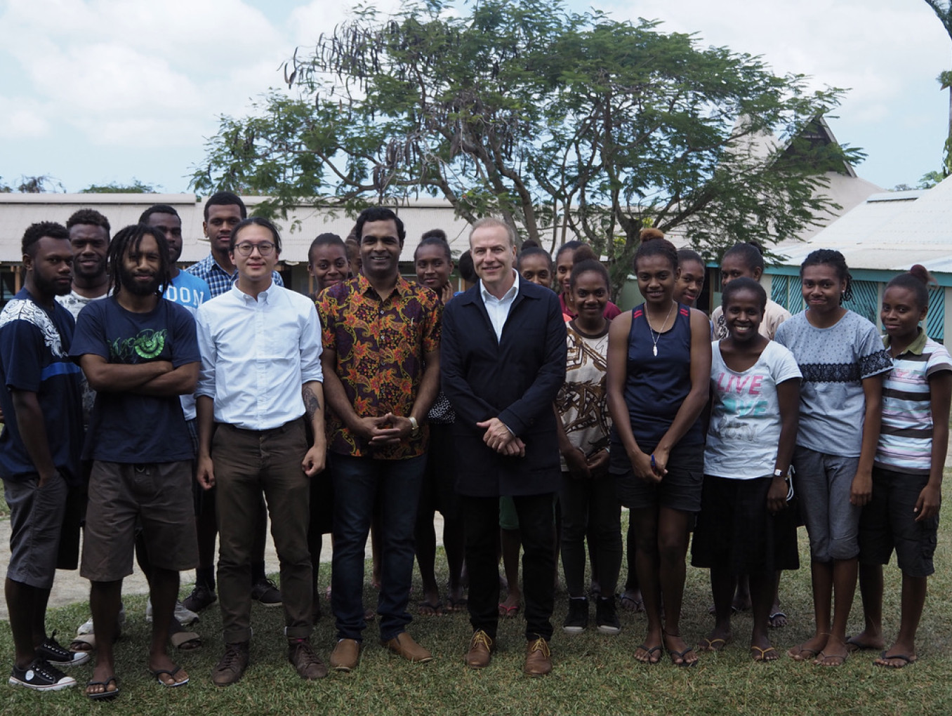 Group photo of research team who was studying rituals in Vanuatu.