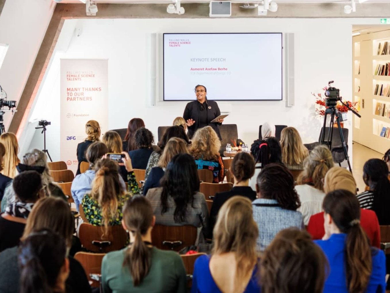 Asmeret Berhe with audience at Female Science Talents International Fall Gathering 2023