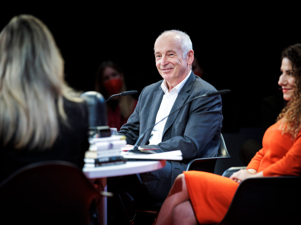 Jean-Claude Burgelmann & Abir Haddad at a Falling Walls Circle Plenary Table 2022